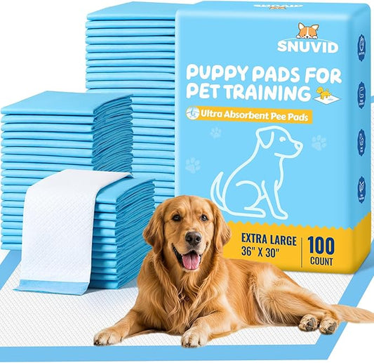 100 Pack 30"x36" Extra Large Dog Pee Pads - Super Absorbent & Leak-Proof Disposable Puppy Training Pads | X-Large Quick-Dry 5-Layer Protection Piddle Pads for Indoor & Outdoor Use