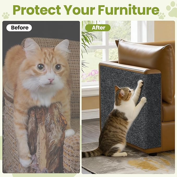 Cat Scratch Couch Furniture Protector, 78.7" x 15.8" Cat Scratcher Pad Deterrent from Cats Claws Scratching, DIY Sisal Carpet Cat Proof Couch Cover Replacement for Indoor Sofa, Wall, Door, Dark Grey