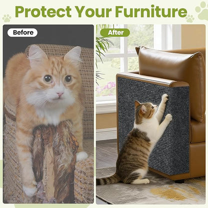 Cat Scratch Couch Furniture Protector, 78.7" x 15.8" Cat Scratcher Pad Deterrent from Cats Claws Scratching, DIY Sisal Carpet Cat Proof Couch Cover Replacement for Indoor Sofa, Wall, Door, Dark Grey