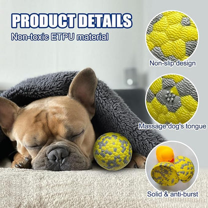 Dog Balls, Indestructible Tennis Balls for Dogs, 2.5'' Durable Bouncy Dog Toys for Aggressive Chewers, Interactive Dog Toys for Fetch Game, Lightweight Floating Chew-Proof(4 Pack)