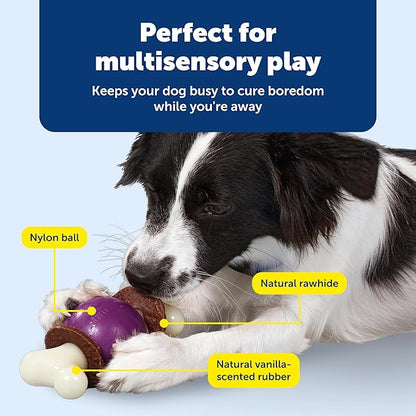 PetSafe Busy Buddy Bouncy Bone - 3-in-1 Adjustable Slow Feeder Toy with Refillable Treat Rings - Cleans Teeth & Gums, Cures Boredom & Slows Down Eating Habits - Medium - for Dogs 25-50 lb