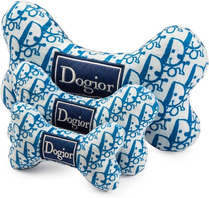 Haute Diggity Dog Dogior Bone, Plush Designer Dog Toys with Interactive Squeaker, Stimulating Pet Enrichment, Machine-Washable & Safe Materials for All Breeds, Size Small
