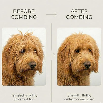 Freshly Bailey Metal Comb for Dogs - Greyhound Comb for Grooming Poodle, Doodle, Goldendoodle - Dog Comb with Dual Teeth for Curly & Wavy Coats