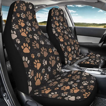Dreaweet Dog Paw Print Seat Covers for Cars SUV 2 Piece Cute Car Accessories for Pet Lover Washable Front Car Seat Cover Universal Fit SUV Sedan Trucks