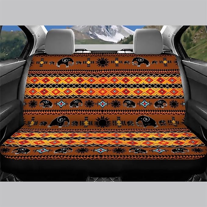 AFPANQZ Elephant Stripes Full Wrap Car Seat Covers Rear Bench Protection Cushion Backseat Mats Against Dirt & Pet Fur Dust-Proof Universal Car Accessories Decoration Set