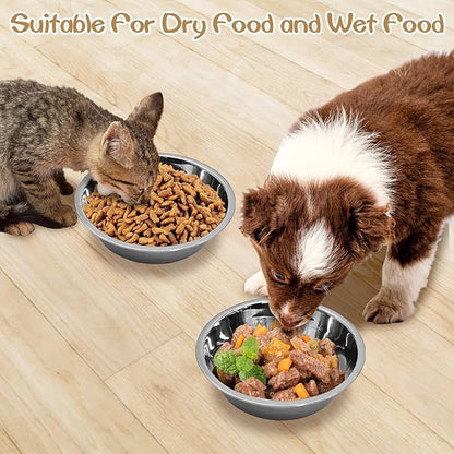 kathson 12 PCS Small Stainless Steel Dog Bowls, Replacement Metal Puppy Food Water Bowl Set Suit for Indoor Outdoor, Pet Feeding Dish for Small Animals Kitten, Dishwasher Safe (5.5 in)
