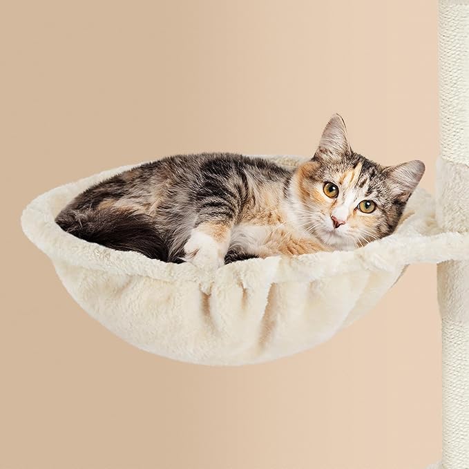 Yaheetech 64.5in Cat Tree Cat Tower Scratching Post, Plush Cover Cat Condo Bed Furniture with Hammock, Platform, Perch for Extra Large Cats as Playing House