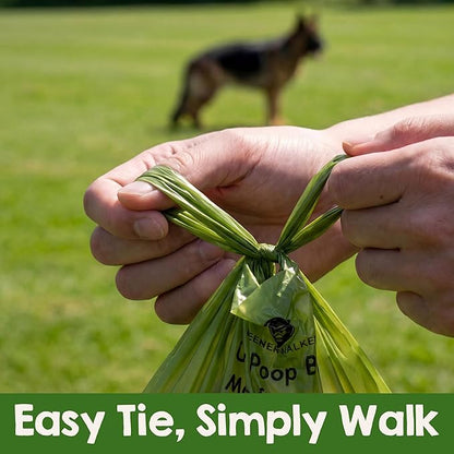 GREENER WALKER Tie Handles Poo Bags for Dog Waste, 600 Doggy Waste Bags Extra Thick Strong 100% Leak-Proof (Green)