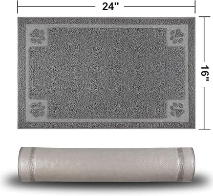 Pet Feeding Mat for Small Dogs and Cats 24" x 16" Flexible and Waterproof Dog Bowl Mat for Food and Water, Easy to Clean Dog Food Mat with Non Slip Backing
