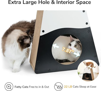 FUKUMARU Cat Scratcher House, 19.5 Inch Cozy Cardboard Cat Scratcher, Moutain Shape Vertical Bed Lounger, Durable Cats Scrathing Pad for Indoor Cats, Safe & Secure