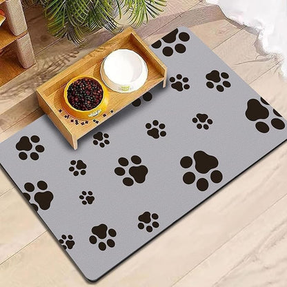 Pet Feeding Mat Dog Cat Food Mat for Floors Waterproof Food and Water Bowl Mats for Indoor Absorbent Non-Slip Dog Food Mat Quick Dry Pet Food Mats 12x20in Light Gray