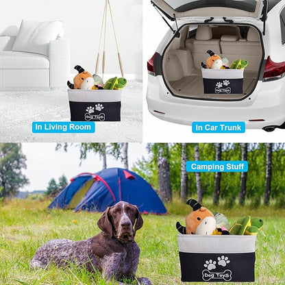 Large Dog Toy Basket Collapsible Dog Toy Box Shape Keeping Rectangle Dog Toy Bin for Pet Toys, Accessories