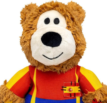 KONG Wild Knots Bear Soccer Player Dog Toy – Spain – National Team Jersey Inspired – International Tournament Edition – Plush Rope Toy with Squeaker, Medium/Large