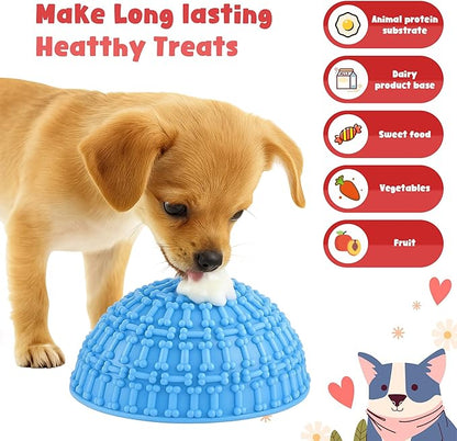 4 Pcs Dog Enrichment Lick Bowls Silicone Freeze Bowls Interactive Cat Licking Mats Slow Feeders Includes 2 Pcs Brush for Pet Boredom Anxiety Relief,Oral Health,Wobble or Stay Put Freeze Feeder