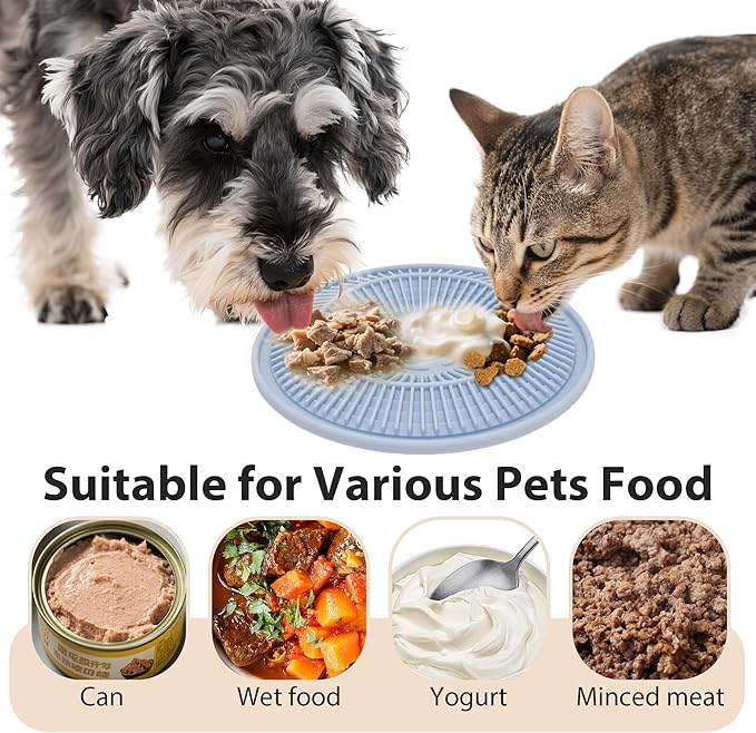 Lick Mat for Dogs and Cats, Slow Feeder Mats with Suction Cups - Bathing, Grooming and Training, Anxiety Relief Feeding Pad,Dishwasher-Safe Blue