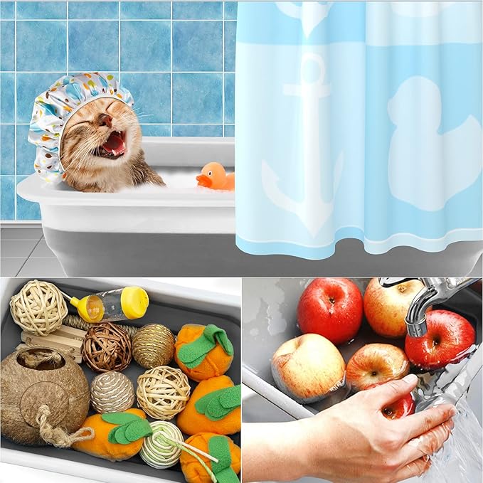 Fhiny Open Cat Litter Box, Kitten Potty Pan Semi-Enclosed Foldable Waterproof Travel Toilet for Indoor Cats Small Pet Kitty Rabbit Supplies Easy to Clean and Assemble 14.6"×10.6"