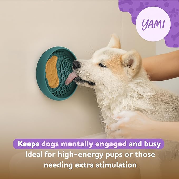 YAMI Dog Lick Bowl, Lick Mat for Dogs, Wet Food Cat Slow Feeder, Freeze Bowl, Enrichment & Puzzle Toy for Anxiety Relief, Food-Grade Silicone, Suction Cups, Dishwasher Fit, for All Breed (Dark Teal)
