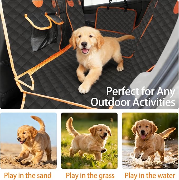 RUTU Back Seat Extender for Dogs, Large Space, Heavy Duty Waterproof Dog Car Seat Cover Fits Middle Armrest for Cars,SUVS & Small Trucks,Non-Slip Durable Soft Back Seat Covers