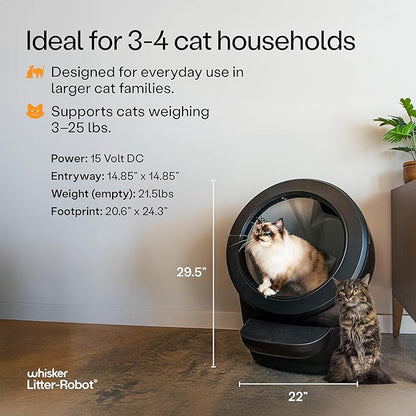 Litter-Robot 4 Supply Bundle by Whisker, Black - Automatic, Self-Cleaning Cat Litter Box, Includes Litter-Robot 4, 3 OdorTrap Refills, 10 Liners, 30 Cleaner Wipes, & 2 Carbon Filters
