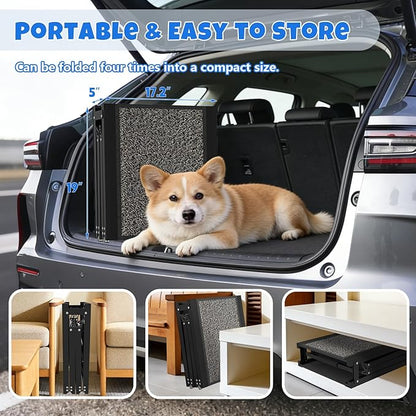 Dog Ramp for Car 71" L x 17" W, Foldable Pet Ramp for Large Dogs with Non-Slip Rug Surface, Portable Dog Car Ramp for SUV, Truck & Vehicle, Heavy-Duty Aluminum Pet Loading Ramp Supports 250 lbs