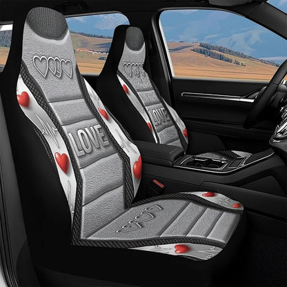 Love Heart Automobile Seat Cover Universal Seat Covers for Front Seat Waterproof Elastic Polyester Car Seat Covers Suitable for Cars, SUV and Trucks