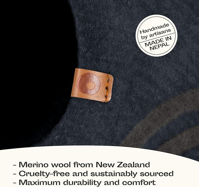 MEOWFIA Cat Cave – Premium Felt Cat Bed for Indoor Cats, Handmade Merino Wool (Slate Grey, Medium)