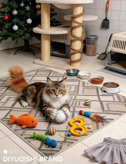 100 Reflective Plush Cat Toys Balls - 10 Assorted Colors (10 Each), Safe Soft for Indoor Kitten & Adult Cats, Fun for Play & Hunting (1.5 in, 100 Balls)