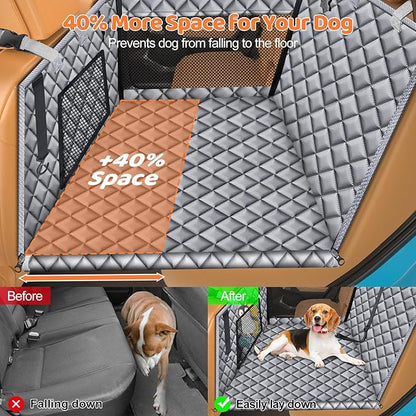 URPOWER Hard Bottom Dog Car Seat for Large Medium Dogs, Dog Back Seat Extender with 3-Sided Hard Boards, Waterproof Pet Backseat Cover Dogs Hammock for Large Cars, Trucks and SUVs, Holds up to 200 lbs