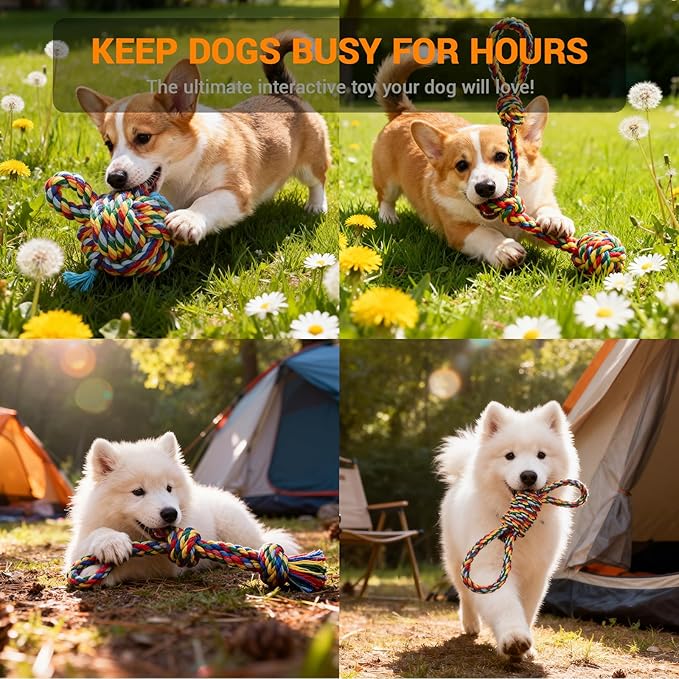 Pet Rope Toys (Small Rainbow Color 5PCS)