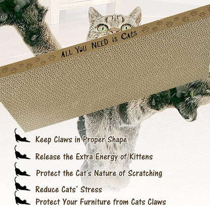 AccEncyc Cardboard Cat Scratcher Pads Cat Scratching Board for Indoor 16.5”Lx8.3”Wx1”H Dual-Side Corrugated Cats Scratching Post Reusable Cats Supplies - 6 Pack
