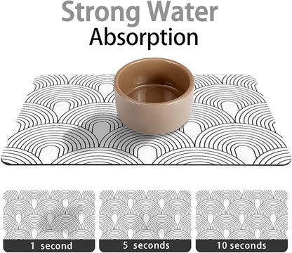Dog Food Mats for Floors Absorbent, Pet Cat Food Mat - Quick Dry Dog Bowl Mats for Food and Water, Eco-Friendly Boho Pet Supplies