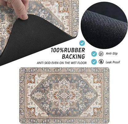 2 Pack Dog Food Mats for Floors, Absorbent and Quick-Drying Pet Cat Food Mat,Anti-Fouling and Easy-to-Clean Pet Feeding Mat,Dog Bowl Mat for Messy Drinking Water Bowls.12 x20+18"x24", Bohemia Style