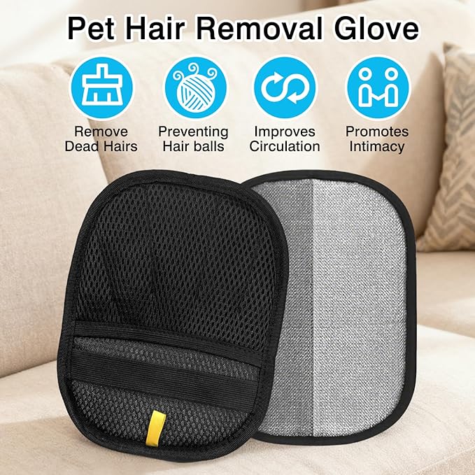 Reusable Five-Finger Pet Hair Removal Gloves for Cats & Dogs, Electrostatic Fabric Cleaning Gloves for Furniture, Car Seats, and Laundry