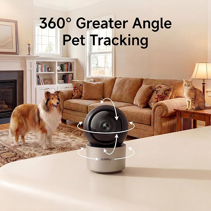 AI Pet Camera Indoor with Phone App, Dog Camera with Speaker, Multi-Pet Recognition & AI Day Summary, 2K 3MP Cat Camera for Indoor, 360° Auto Tracking, Night Vision, 2-Way Talk, WiFi 2.4G/5G