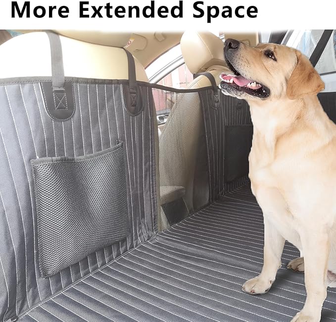 Back Seat Extender for Dogs, Dog Car Seat Cover, Back Seat Bridge Gap Filler, Non-Inflatable Car Camping Mattress Bed, Dog Hammock for Truck SUV (Black)