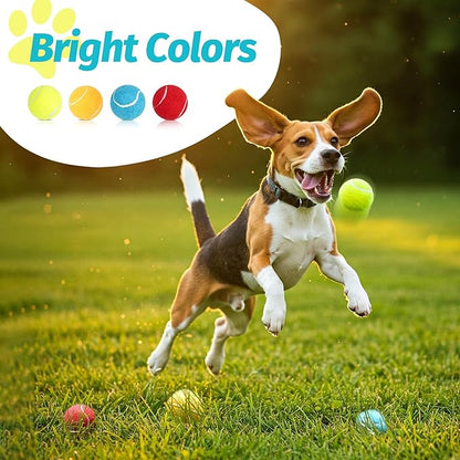 Prime Pets Squeaky Dog Tennis Balls 12 Pack, 2.5” Durable High-Bounce Tennis Balls for Dogs, Dog Ball for Fetch & Training, Outdoor Interactive Dog Toy Ball for Small and Medium Dogs