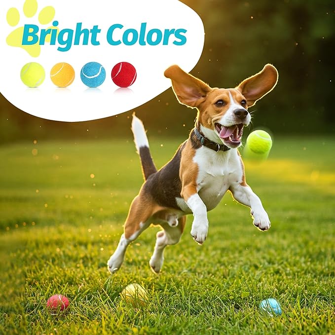 Prime Pets Tennis Balls for Dogs, 12 Pack 2.5” Durable Squeaky Dog Balls with High Bounce for Outdoor Play, Interactive Fetch & Training Dog Toys for Small and Medium Breeds