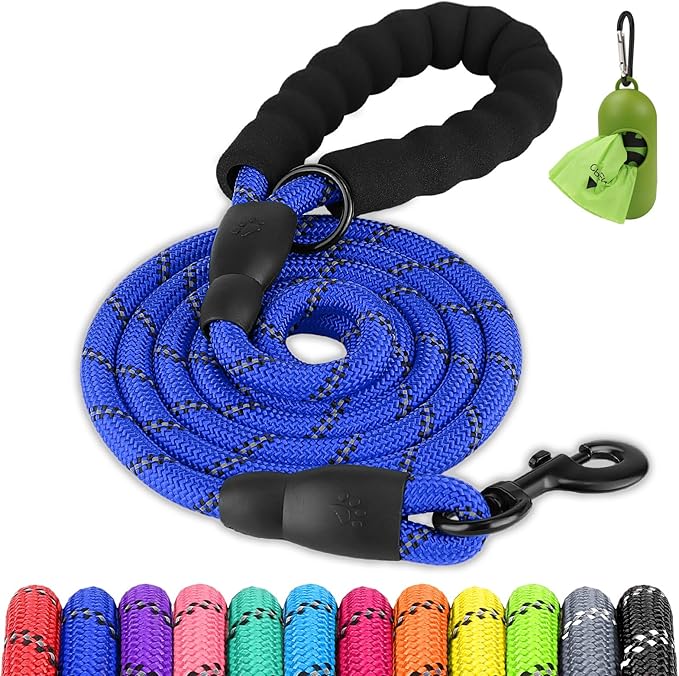 Joytale Dog Leash for Small Dogs, Heavy Duty Nylon Leashes with Comfortable Padded Handle and Highly Reflective Threads, Ideal for Walking and Training, Navyblue, 5'×3/8''