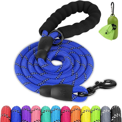 Joytale Dog Leash for Small Dogs, Heavy Duty Nylon Leashes with Comfortable Padded Handle and Highly Reflective Threads, Ideal for Walking and Training, Navyblue, 5'×3/8''