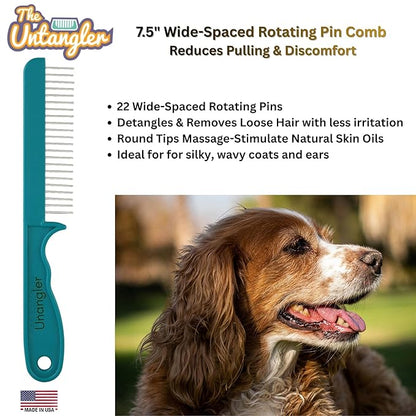 Super-Groom Combs with Smooth Rotating Teeth for Painless Mat Removal (22 Coarse Teeth, Teal Green)