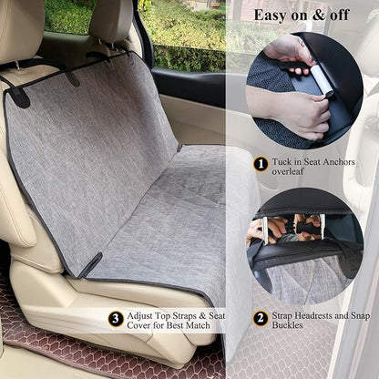 VIVAGLORY Dog Seat Covers, Dog Backseat Cover Pet Bench Protectors with Anti-Slip Backing, Back Seats Cover Rear Seat Covers Car Seat Cover for Dogs, Heather Black, 46" L * 52" W