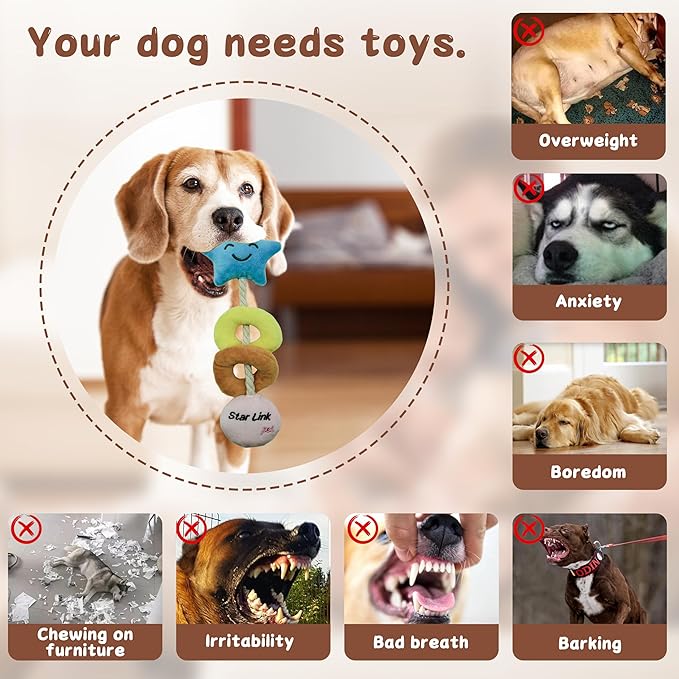 1PC Squeaky Dog Toys to Keep Them Busy Squeaky Dog Toys with Soft Fabric, for Small, Medium, and Large Dogs for Daily Interaction, Companion Training (Star)