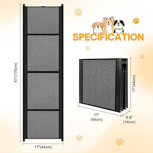 67''x 17'' Dog Ramp, Dog Ramp for Car, Folding Car Ramps for Pets, Dog Stairs Up to 250LBS, Pet Ramp with Non-Slip Rug Surface, Extra Long Dog Steps for Car, SUV, Truck