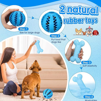 Vinsot 12 Pack Large Dog Chew Toys for Aggressive Chewers Dogs Teething Toys with Dental Rope Squeaky Balls and Chew Bone for Medium Large X-Large Breeds Dogs