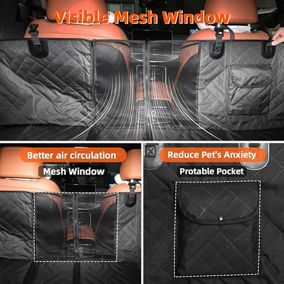 MIROZO Dog Car Seat Cover for Back Seat Hard Bottom,Back Seat Extender for Dogs, 600D Heavy Dog Car Seat Cover Pet Seat Cover Large Space Travel Bag for Dog with 5-Fold Bottom for Truck Car SUV