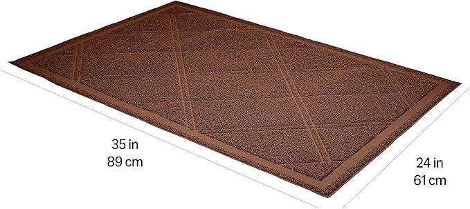 Amazon Basics Less-Mess Cat Litter Box Mat, 24" x 35", Unscented, Brown