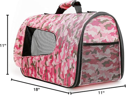 Pawer 18” x 11”x 11” Soft-Sided Foldable Airline Approved Pet Carrier for Cat, Puppy and Small Dog, Washable 600D Oxford Fabric, with Handle and Strap for Carry, Multiple Colors Available
