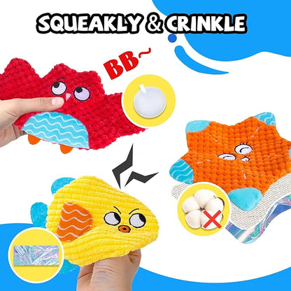 Squeaky No Stuffing Dog Toys 10 Pack,Crinkle Dog Toys for Small Medium Breed,Durable Plush Dog Toys,Cute Animal Stuffless Pet Toys,Interactive Puppy Teething Chew Toys for Entertaining