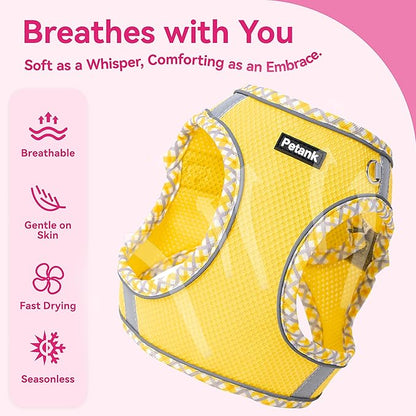 Petank Dog Harness for Small Medium Dogs No Pull, Puppy Harness and Leash Set for Walking, Running, Training, Small Dog Harness, Medium Dog Harness (Yellow, XS)
