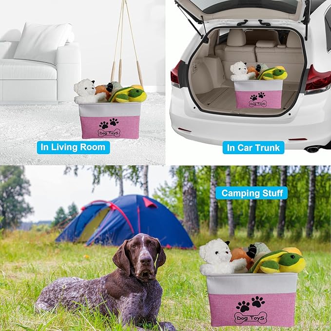 Dog Toy Basket Collapsible Dog Toy Box with Handles Foldable Dog Toy Bin for Pet Toys,Accessories